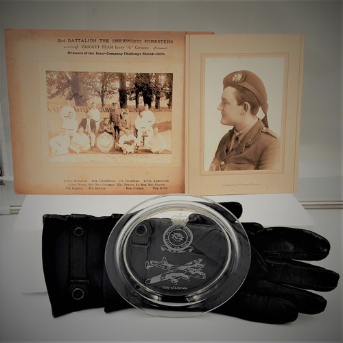 279 - Collection of WW1 Ephemera - Gloves, Photos, Plate