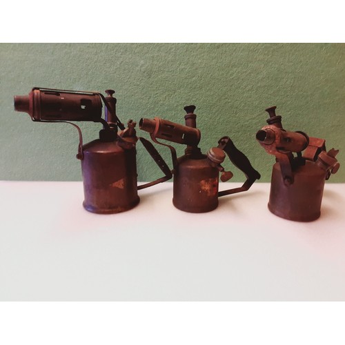 705 - 3 x Vintage Brass Blow Torches.