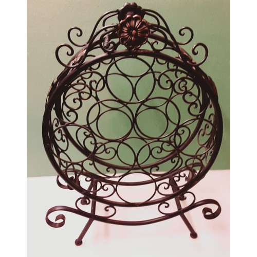 800 - Black Metal Decorative Wine Rack.