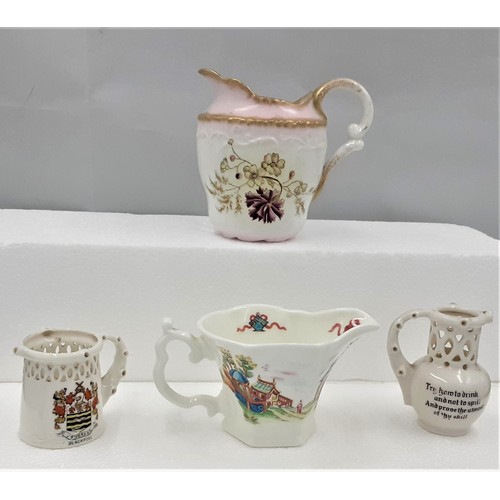 617 - A Selection of China - 2 x Miniature Puzzle Jugs, Worcester Cream & Milk Jug