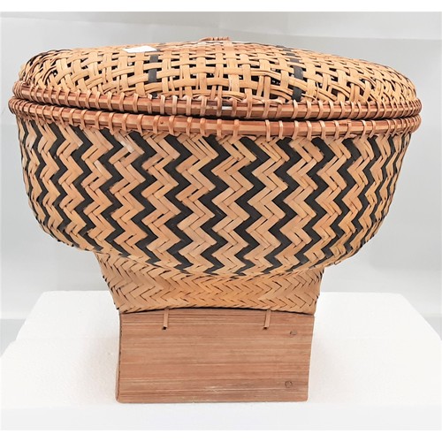 774 - Lidded Wicker Basket on Stand