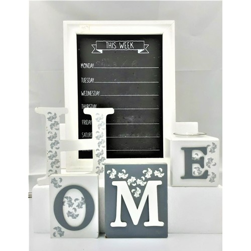 909 - Home Sign with Candle Holder + Weekly Memo Board