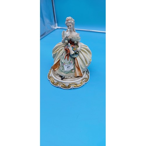 651 - Antique Principe Italy Porcelain Figure Lady And Birds.