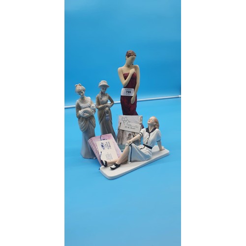 799 - Series of 4 Figures To Include Aurora, Laying Lady And 2 Others.