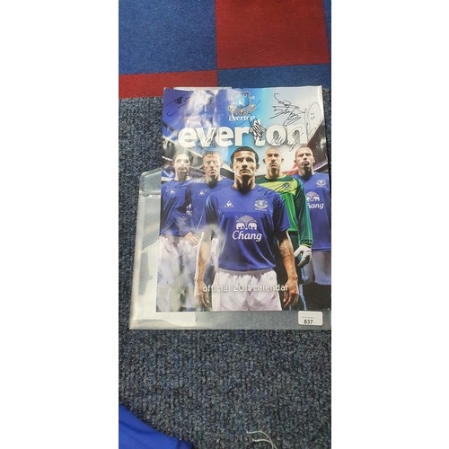 837 - Everton Signed Calendar Front With 11 Signatures