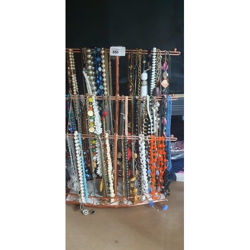 858 - Stand of Fashion/Vintage Jewelry To Include Necklaces and Bracelets. (Stand Not Included)