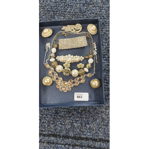 863 - Tray Of Fashion/Vintage Jewelry To Include Necklaces Earring Etc. (Tray Not Included)