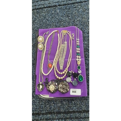 868 - Tray Of Fashion and Vintage Jewelry. (Tray Not Included)