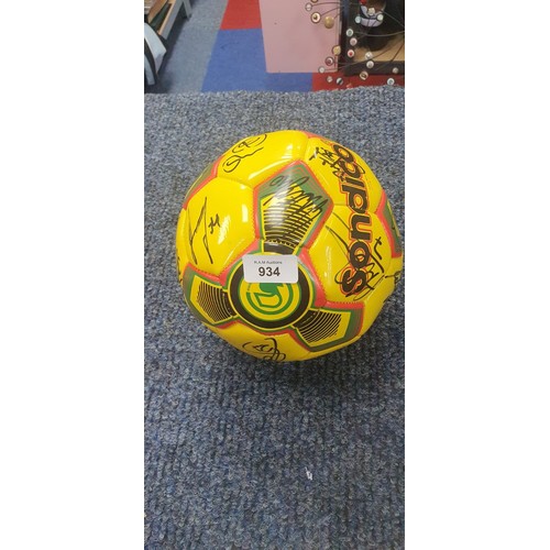 934 - Fully Signed Sondico Football Yellow and Black.