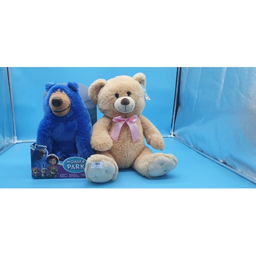 993 - Wonder Park Blue Bear And Large Cream Teddy