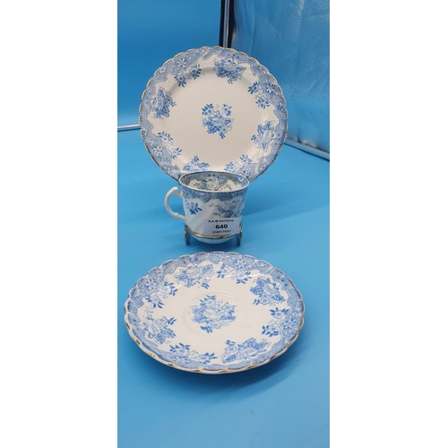 640 - Victorian Blue and White Trio.