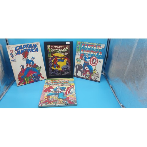 636 - 4 Marvel Canvases To Include Captain America and Spiderman.