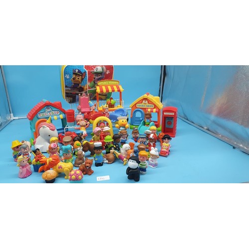 186 - Toy Town Buildings and Figurines In A Lunch Bag