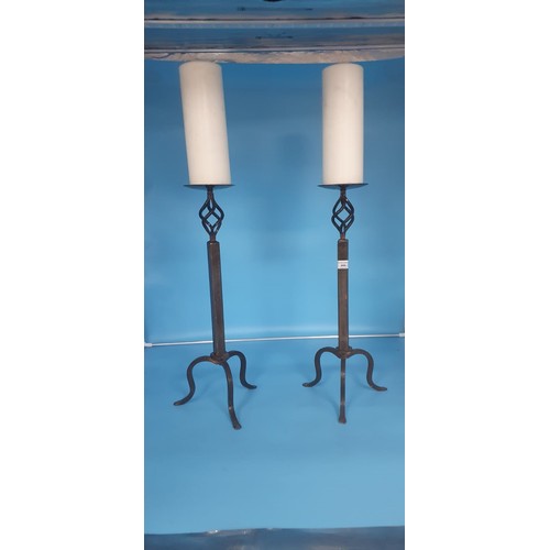 209 - Cast Iron Candlesticks x2