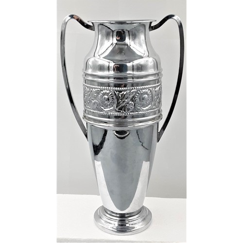 69 - Twin Handled Chrome Vase