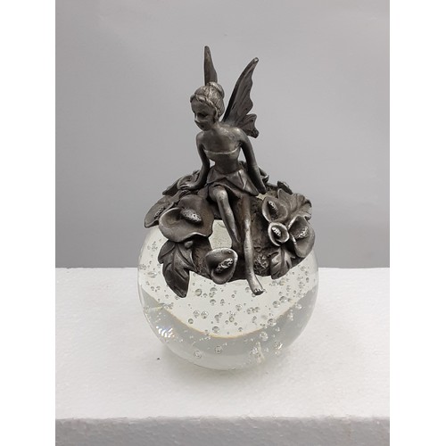 79 - Control Bubble Paperweight with Pewter Fairy On Top