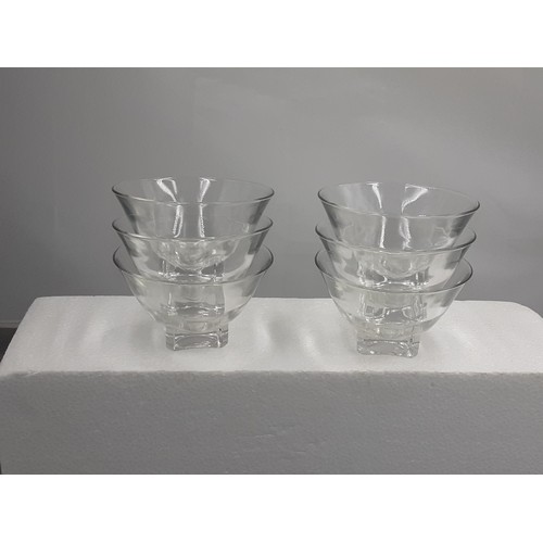 150 - Set of 6 Square Based Glass Bowls - Unusual