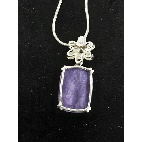 151 - 925 Silver - Purple Agate & Crystal Necklace