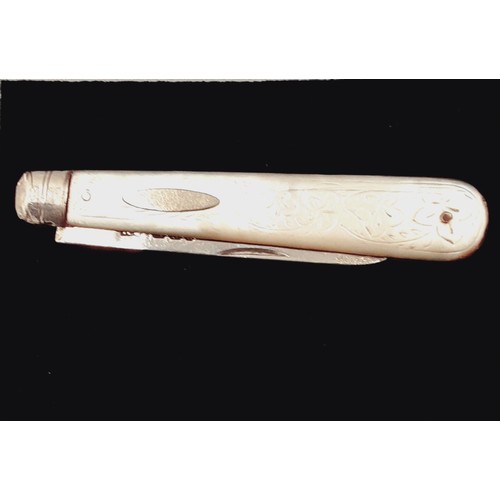 155 - Hallmarked Silver Fruit Knife with Mother of Pearl Handle