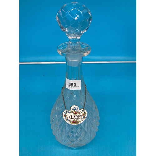 250 - Lead Crystal Decanter With A Ceramic Label