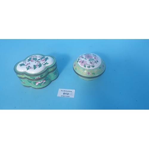 13 - 2 Green Decorative Trinket Boxes