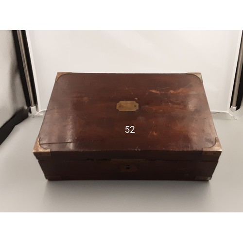 52 - Wooden Box with Brass Edgings