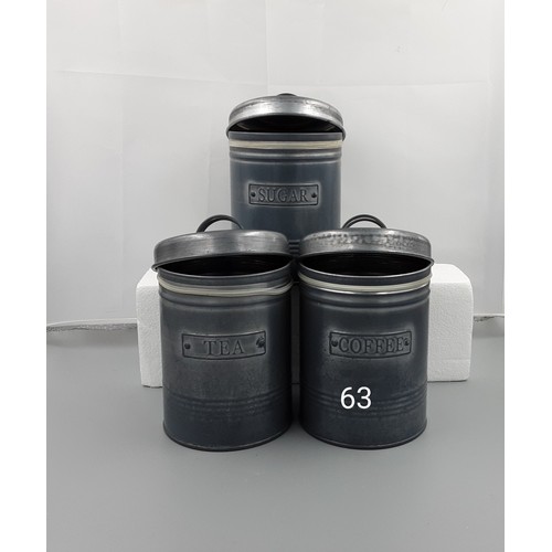 63 - Set of 3 - Tea, Coffee & Sugar Cannisters