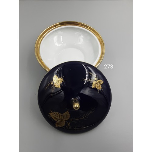 273 - Cobalt Blue & Gold Lidded Pot - Royal Bavarian