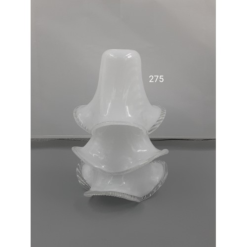 275 - Set of 3 Glass Frilled Edge Light Shades