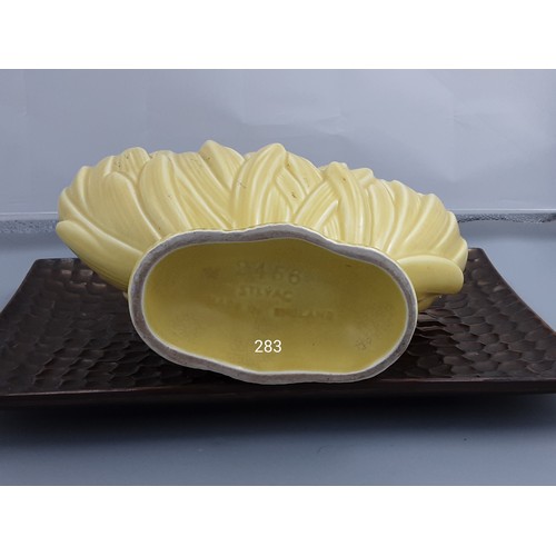 283 - Sylvac Window Vase in Yellow + Bronze Ceramic Tray Dish