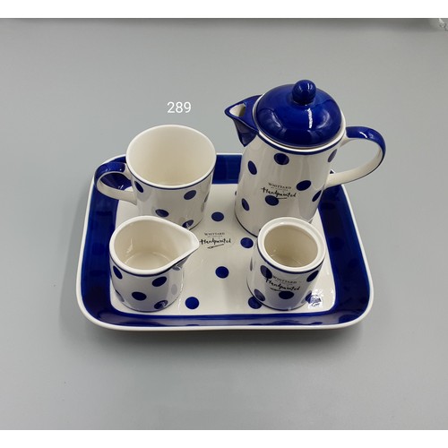 289 - Tea Clipper Set Blue Polka Dot - Handpainted by Whittards of Chelsea