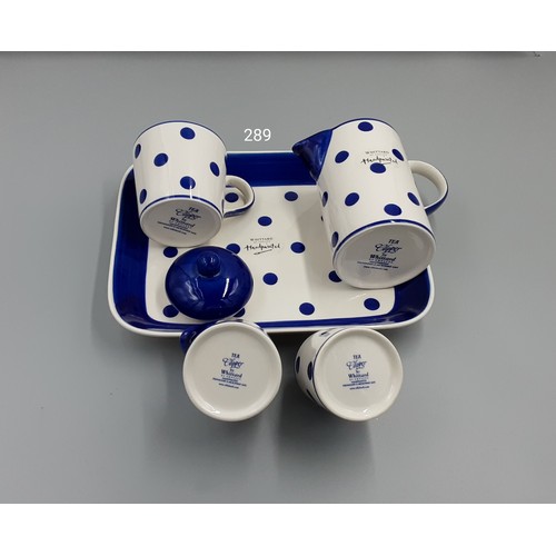 289 - Tea Clipper Set Blue Polka Dot - Handpainted by Whittards of Chelsea