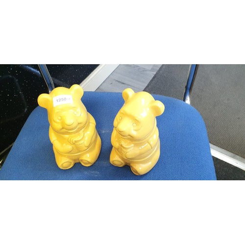 1250 - Vintage Walt Disney Winnie The Pooh Lidded Jars x2