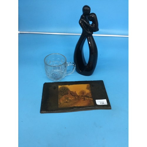 139 - 1953 Royal Tankard, Black Couple Figurine and Decoupage Plaque