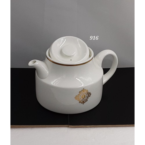 916 - Wedgewood white& gold tea pot