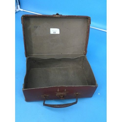 69 - Vintage Small Size Leather Suitcase