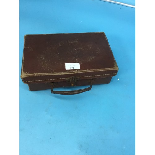 69 - Vintage Small Size Leather Suitcase