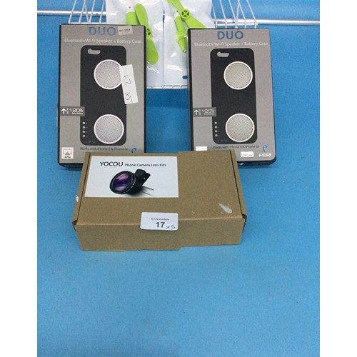 17 - 2 Bluetooth Speakers, Battery Case and Phone Fan