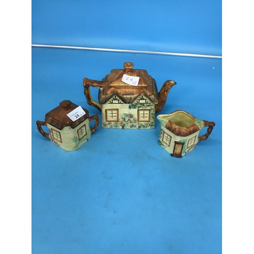 24 - Cottage Tea Pot, Milk and Sugar