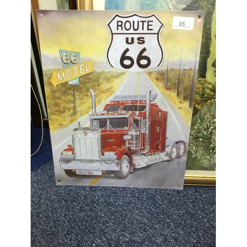 85 - Metal Advertising Sign 18” x 14 Route 66