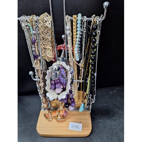 1248 - Fashion and Vintage Jewellery Stand Full Of Necklaces and Bracelets (stand not inc)