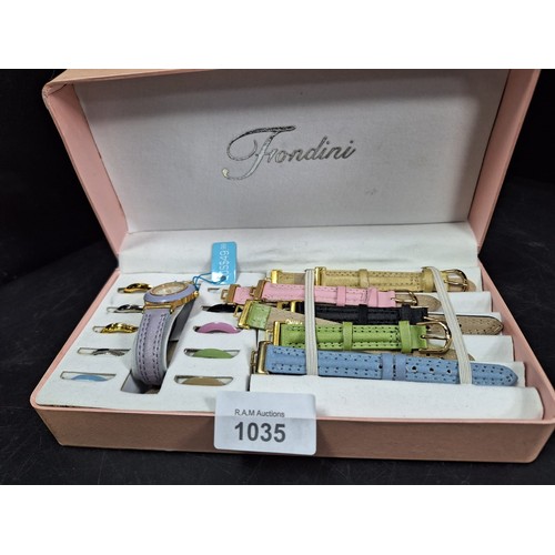 1035 - Pink box fashion watch set various straps and faces