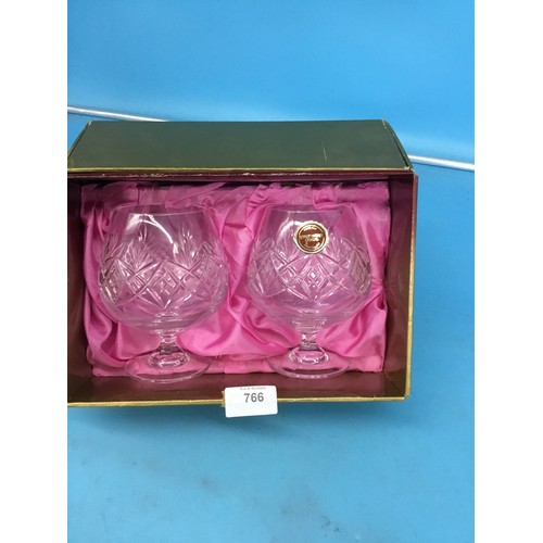 766 - Boxed hand cut Italian lead crystal glasses new