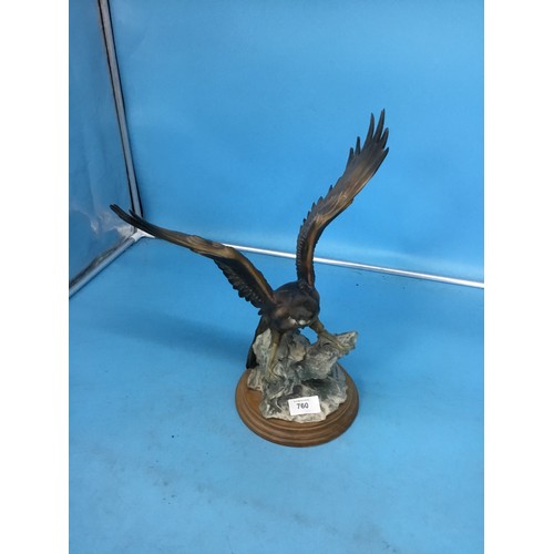 760 - Limited Edition Signed Hawk On A Plinth 14”x12”