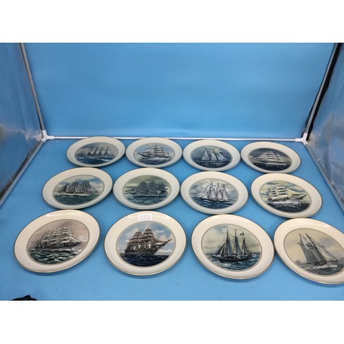 1037A - Tall ships x 12 Ltd.edt.plates by sagres  hand painted signed by R.Devercux