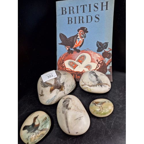 353 - Collective Hand-painted Birds On Rocks Signed BD