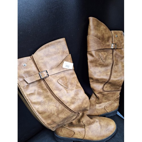 352 - Snesway Fashion Classic Leather Tan Boots Size 4