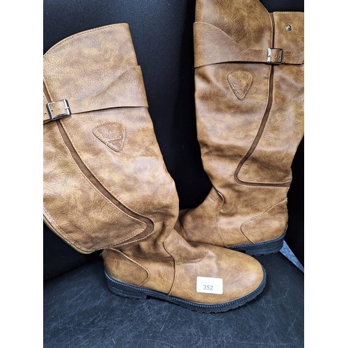 352 - Snesway Fashion Classic Leather Tan Boots Size 4