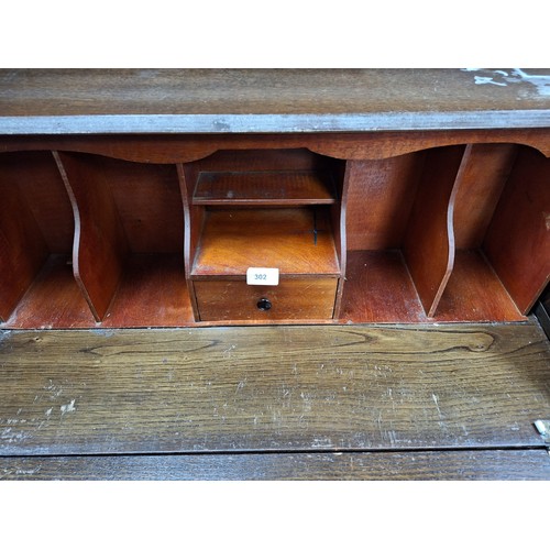 302 - Vintage Oak Topped Carved Bureau