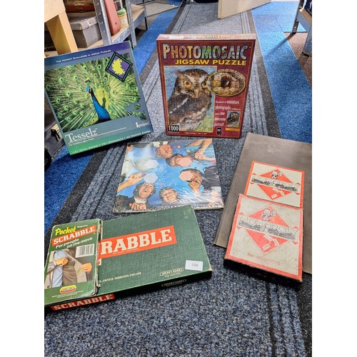 308 - Vintage Puzzles x2, Kensington Vintage Game, Vintage Monopoly and Scrabble